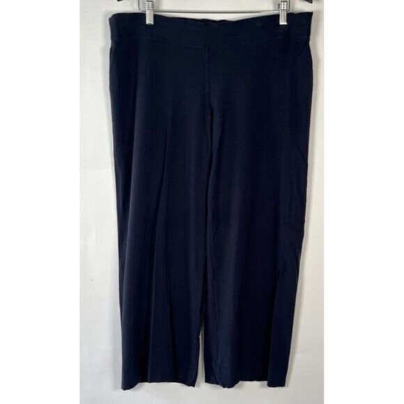 Eileen Fisher Viscose Wide Leg Ankle Pants Size L Pull On‎ Neutral Lagenlook - Picture 1 of 7